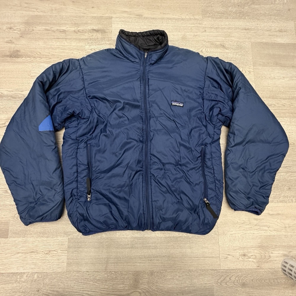 Vintage Patagonia Puffball Jacket Large Blue Nylon Ripstop Made in USA 90s Gorp